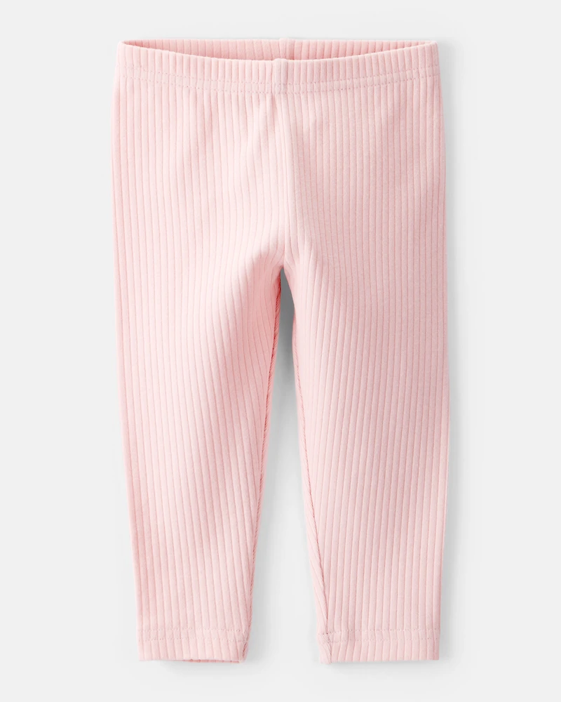 Baby Girl Cotton Ribbed Stretch Leggings