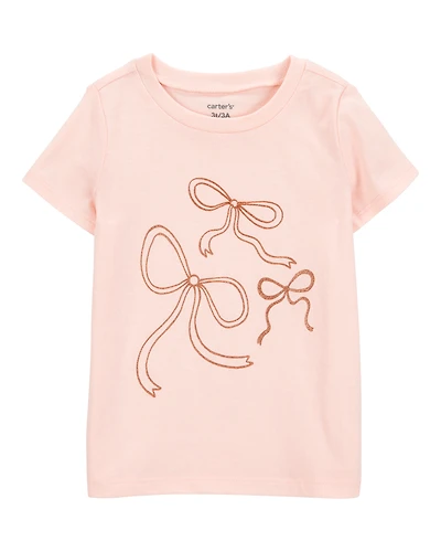 Toddler Girl Bow Short-Sleeve Graphic Tee - Pink