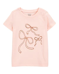 Toddler Girl Bow Short-Sleeve Graphic Tee - Pink