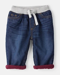Baby Boy Lined Dark Wash Straight Jeans