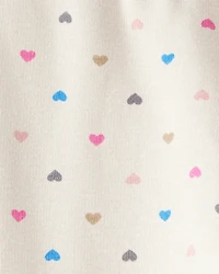 Baby Girl Heart Print Pull-On Stretch Cozy Leggings - Cream
