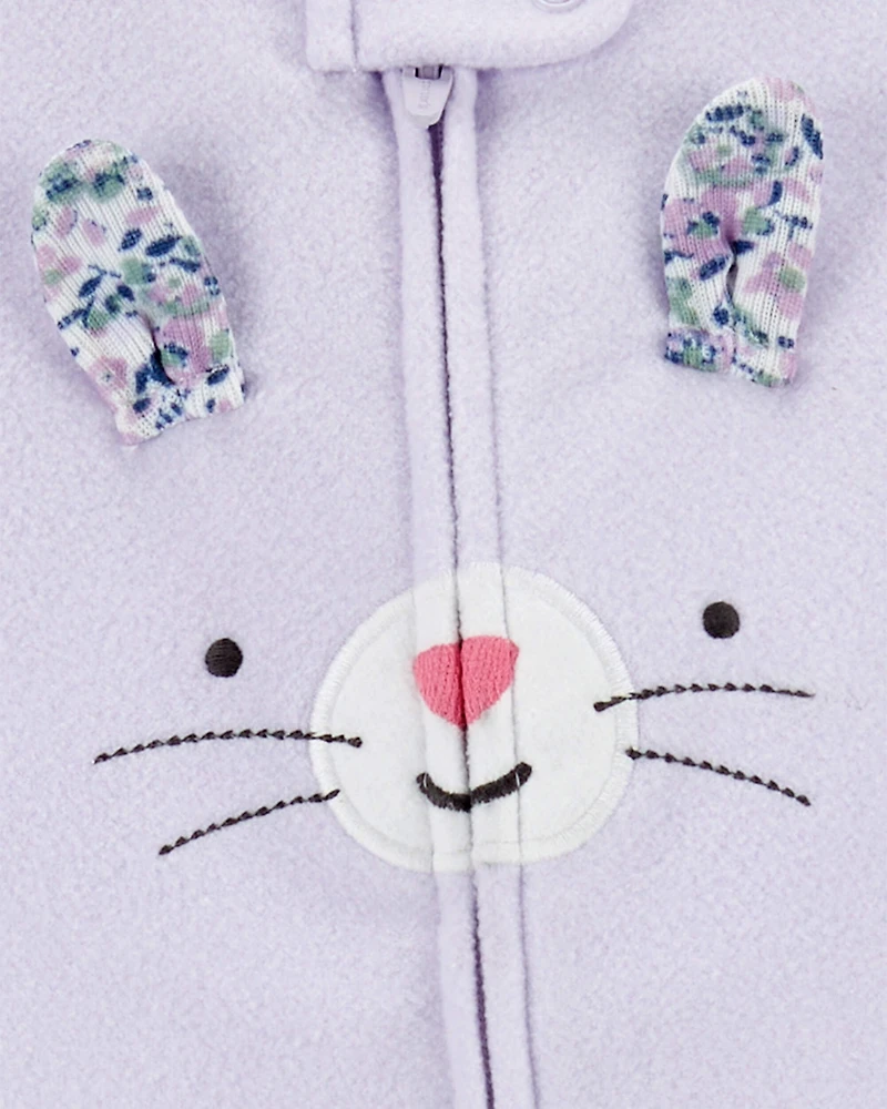 Baby Girl Bunny Loose Fit Long-Sleeve Sleep & Play Pajamas - Purple