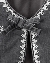 Baby Girl Western Denim Sleeveless Vest - Grey