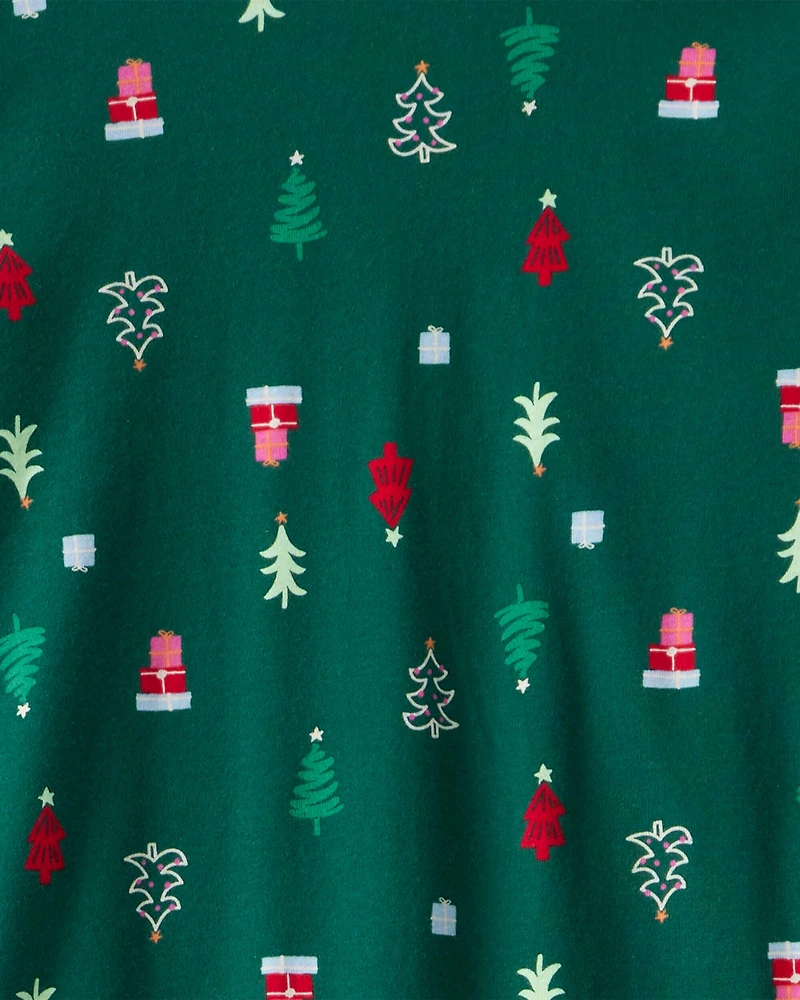 Adult Green Trees 100% Cotton Long-Sleeve Snug Fit - Green