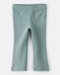 Baby Girl 2-Piece Striped Peplum Top & Flare Leggings Set - Green/Ivory