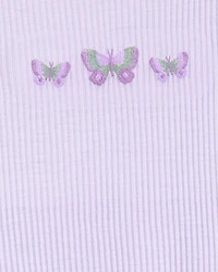 Girls Butterfly Loose Fit 2-Piece Pajamas - Purple