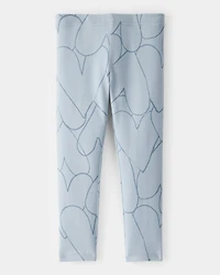 Toddler Girl Cotton Heart Stretch Leggings - Blue