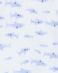 Baby Boy 1-Piece Shark Print 100% Snug Fit Cotton Footie Pajamas - Blue