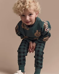 Toddler No-Seam Jogger Pant Plaid - Green/Black