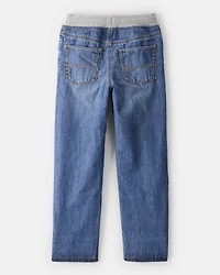 Boys Denim Pull-On Straight Jeans - Medium Wash
