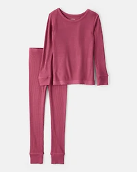Girls PurelySoft Long-Sleeve 2-Piece Pajamas - Burgundy