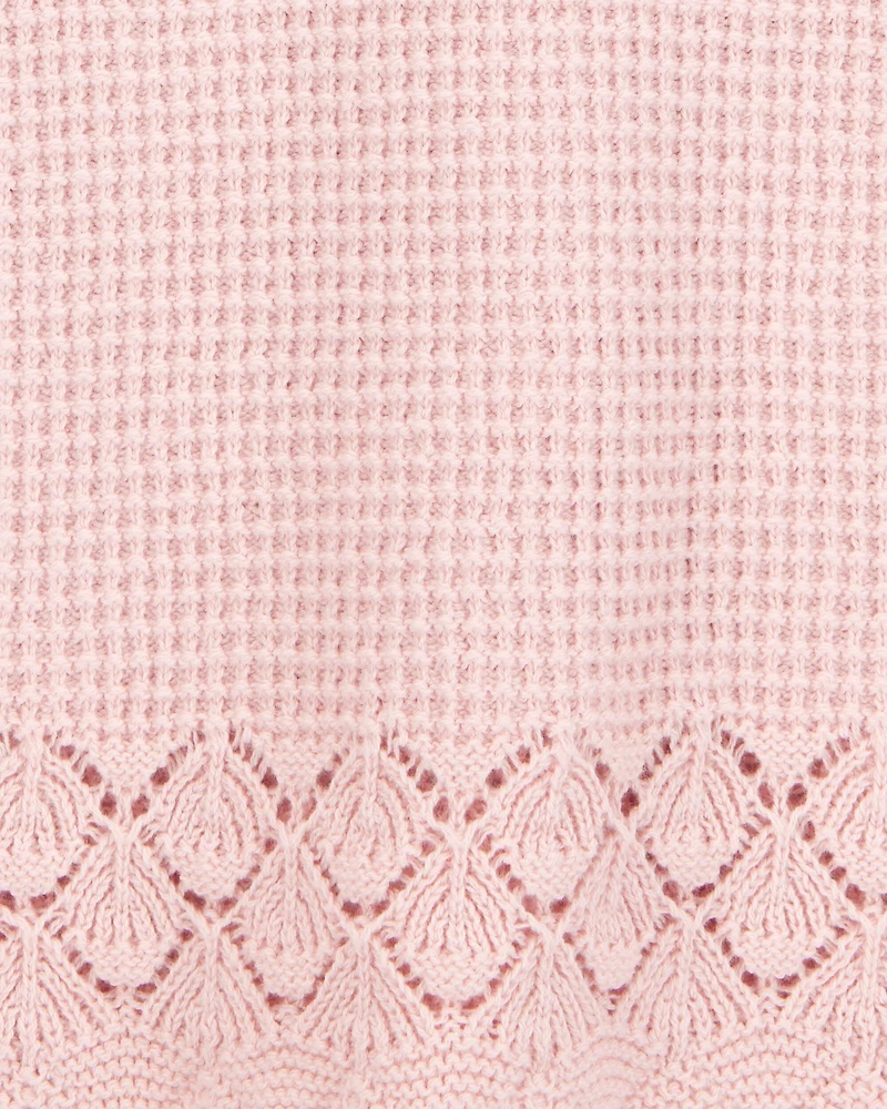Kid 2-Piece Pointelle Sweater Crochet Knit Tank & Skirt Set