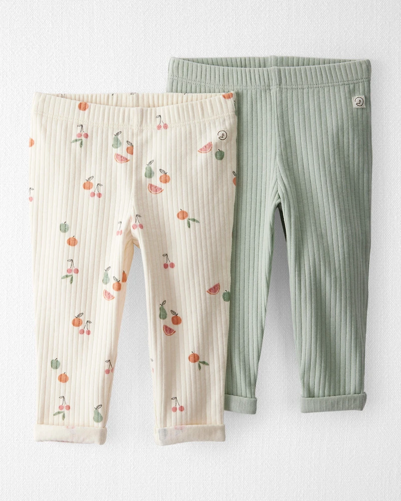 Baby Girl 2-Pack Organic Cotton Rib Leggings