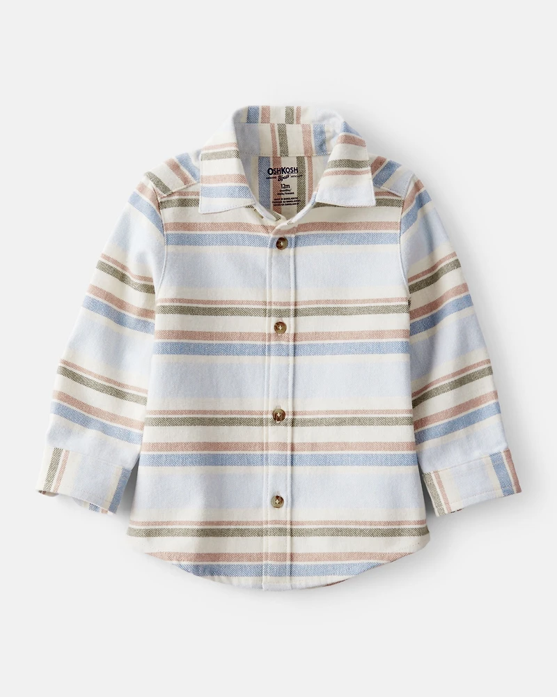 Baby Boy Striped Cotton Long-Sleeve Button-Down Shirt