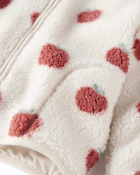 Baby Recycled Sherpa Jacket in Apple Print