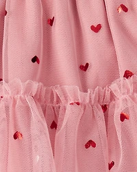 Baby Girl Heart Tulle Skort - Pink