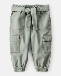 Baby Girl Cotton Cargo Joggers - Green
