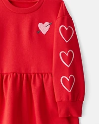Toddler Girl DayDream Fleece Heart Long-Sleeve Dress - Red