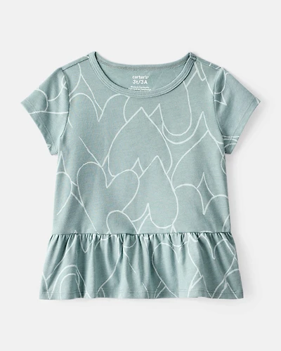 Toddler Girl Heart Print Short-Sleeve Top - Green