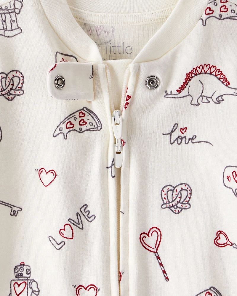 Baby Organic Cotton Sleep & Play Pajamas in Little Loves Print
