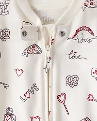 Baby Organic Cotton Sleep & Play Pajamas in Little Loves Print