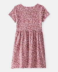 Girls Floral Short-Sleeve Dress - Pink