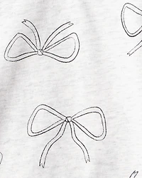 Girls Bow Print Long-Sleeve Top - Grey