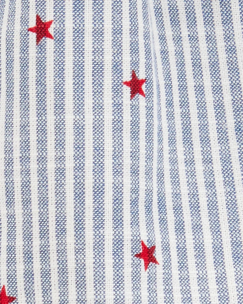 Toddler 2-Piece Striped Star Print Tank & Shorts Set - Blue