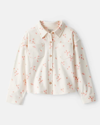 Toddler Girl Heart Print Long-Sleeve Flannel - Cream