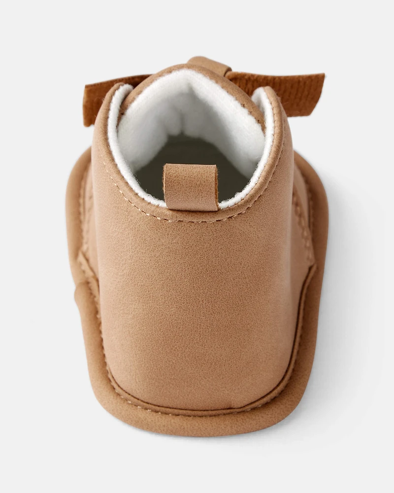 Baby Girl Bow High-Top Casual Shoes - Brown