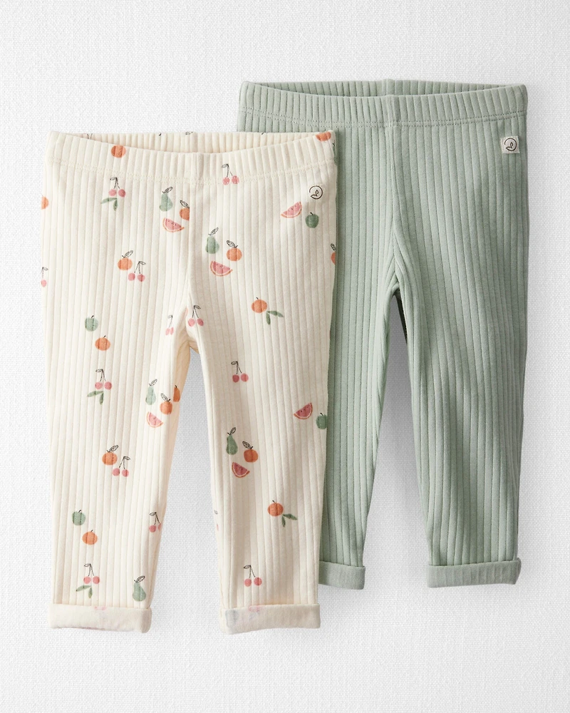 Baby Girl 2-Pack Organic Cotton Rib Leggings