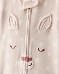 Baby Girl Deer Print DreamPlush Snug Fit Long-Sleeve 2-Way Zip - Brown