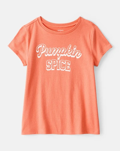 Girls Pumpkin Spice Short-Sleeve Graphic Tee - Orange