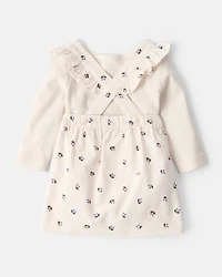 Baby Girl 3-Piece Floral Long-Sleeve Dress Set - White