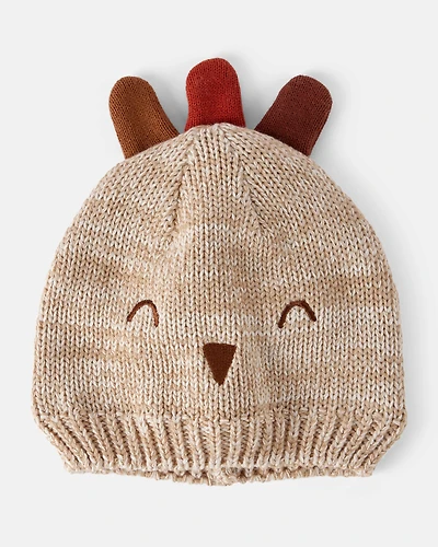 Baby Thanksgiving Turkey Beanie Hat - Brown