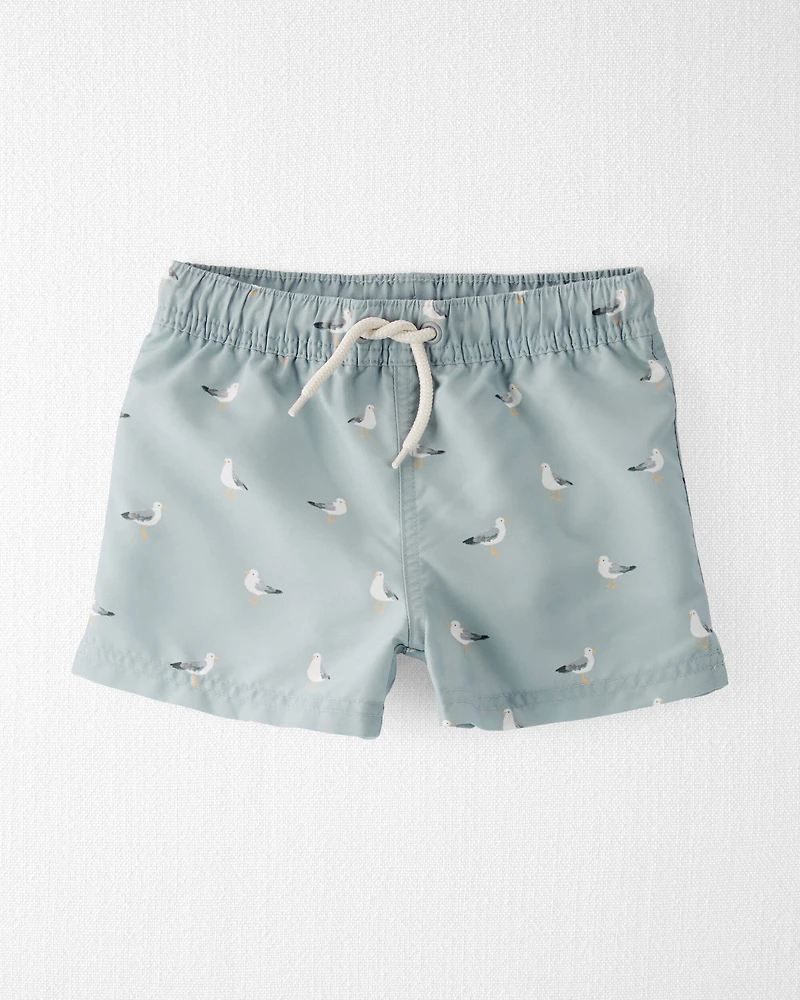 Toddler Boy Recycled Seagull-Print Swim Trunks