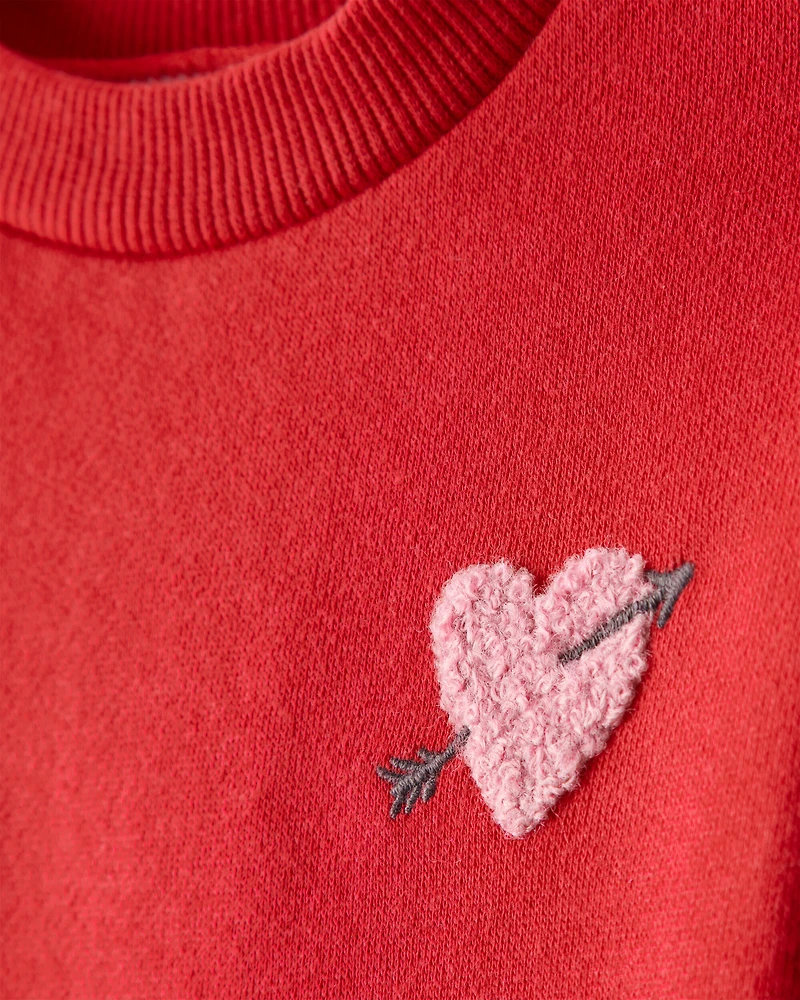 Baby Girl DayDream Fleece Heart Long-Sleeve Dress - Red