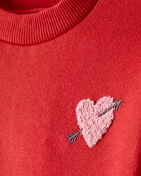 Baby Girl DayDream Fleece Heart Long-Sleeve Dress - Red