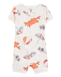 Baby 1-Piece Beach Crab 100% Snug Fit Cotton Romper Pajamas - Ivory