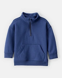 Baby Boy Solid Fleece Quarter Zip Sweatshirt - Navy