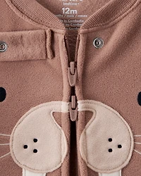 Baby Boy Walrus Loose Fit 2-Way Zip 1-Piece Pajamas - Brown