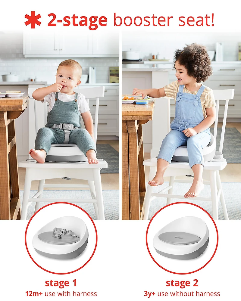Sleek Seat Booster - Grey/White