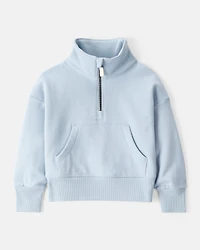 Toddler Girl Long-Sleeve Quarter-Zip Pullover Sweatshirt - Blue