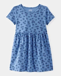 Toddler Girl Flower Power Short-Sleeve Knit Dress - Blue