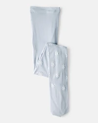 Girls Snowflake Print Tights - Blue
