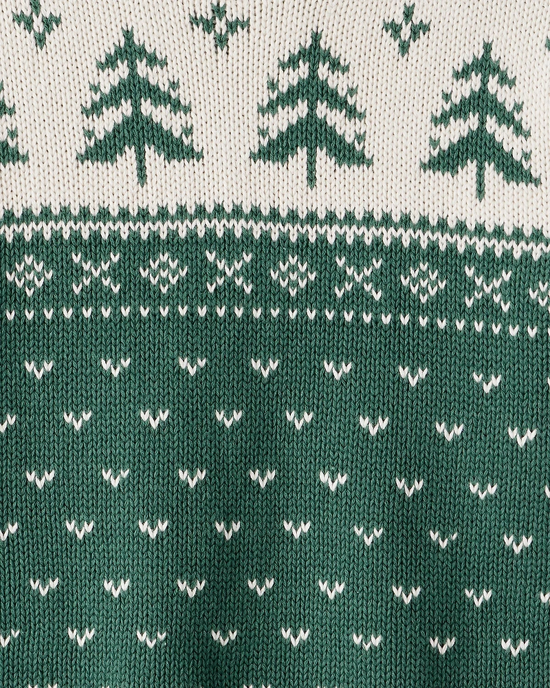Kid Organic Cotton Evergreen Fair Isle Sweater