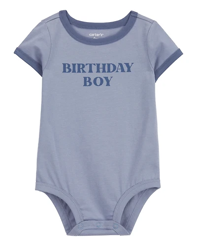 Baby Birthday Boy Short-Sleeve Bodysuit - Blue