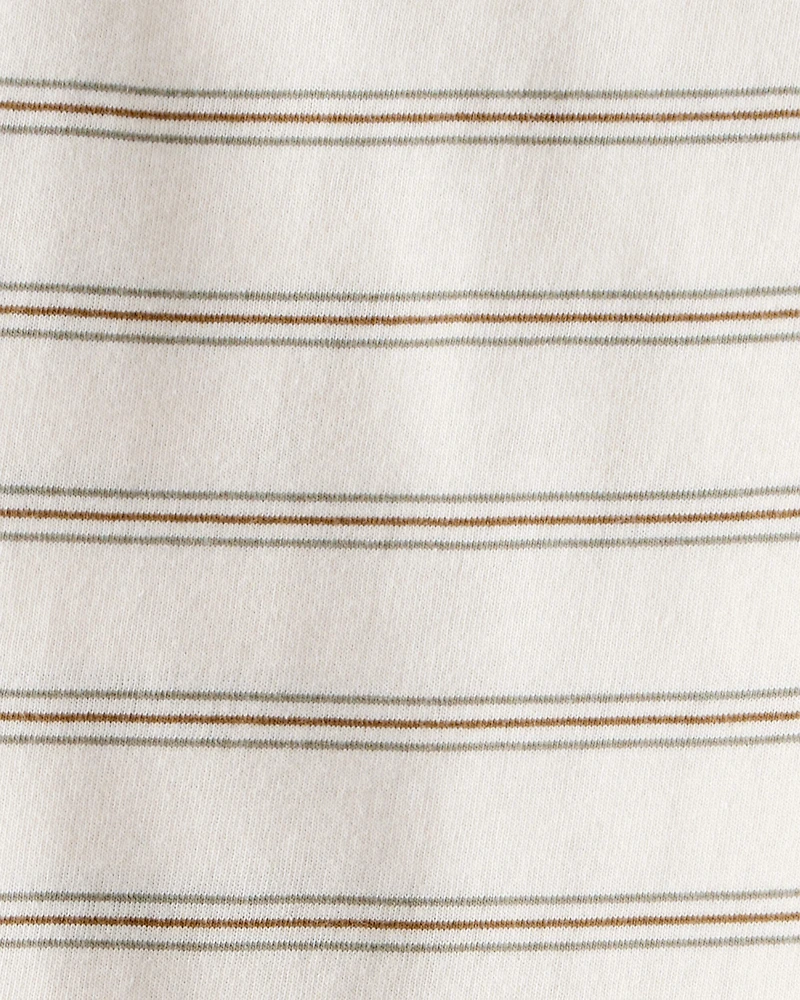 Toddler Boy Striped Short-Sleeve Pocket Tee - Tan