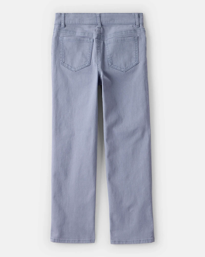 Girls Button-Front Straight Leg Pants - Grey