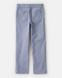 Girls Button-Front Straight Leg Pants - Grey